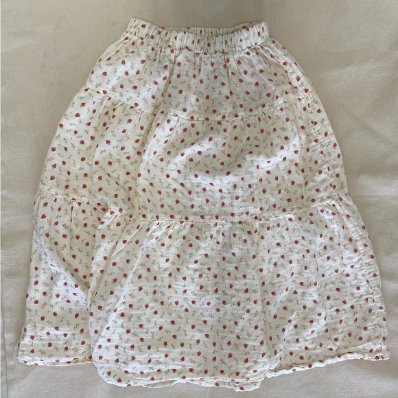 Rylee + Cru Tiered Midi Skirt "Strawberry Fields" Print 100% Cotton 10-12Y - Picture 4 of 6